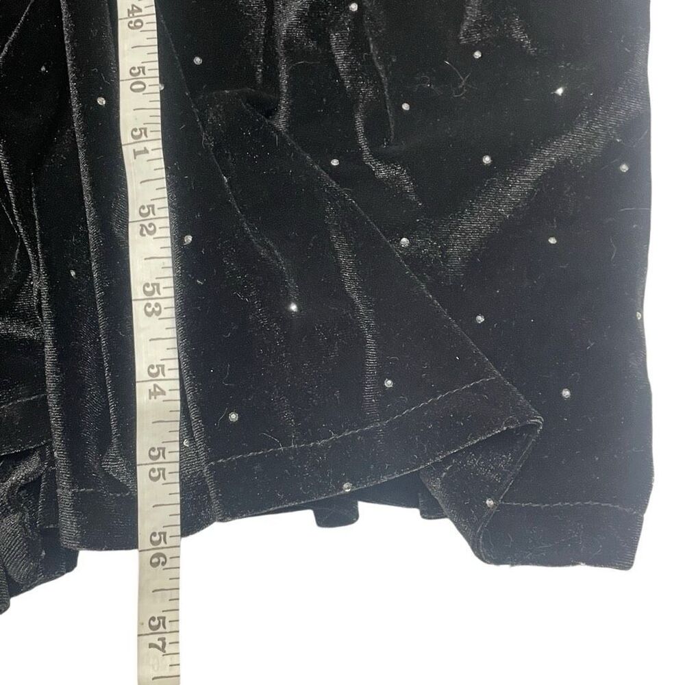 Black Velvet Sparkle Rhinestone Puff Sleeve Tiered Maxi - Picture 7 of 7